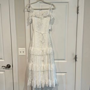 Lulu’s White Burnout Floral Tiered Midi Dress Size M / New With Tags
